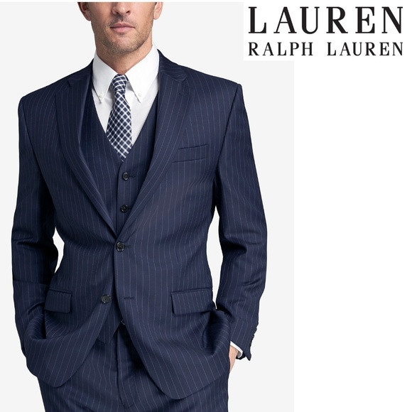 ralph lauren navy pinstripe suit